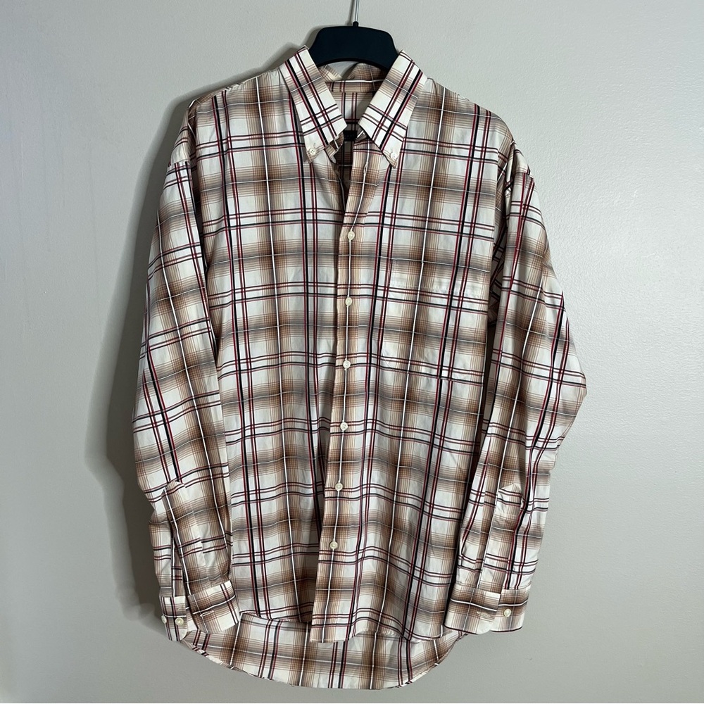 Burberry London Size Large Plaid Button Down Collared Long Sleeve Shirt